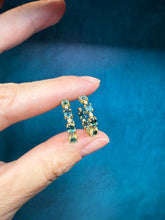 Load image into Gallery viewer, Suzy Landa Teal Tourmaline Hoop Earrings