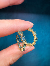 Load image into Gallery viewer, Suzy Landa Teal Tourmaline Hoop Earrings
