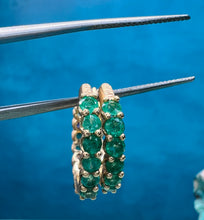 Load image into Gallery viewer, Reversible Tourmaline and Emerald Hoop Earrings