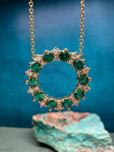 Load image into Gallery viewer, Emerald and Diamond Circle Necklace