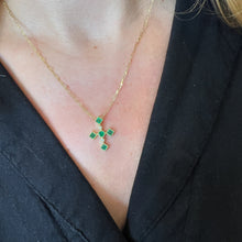 Load image into Gallery viewer, Emerald And Diamond Cross