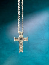 Load image into Gallery viewer, Elegant Cross with Emerald Cut Diamonds Necklace