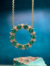 Load image into Gallery viewer, Emerald and Diamond Circle Necklace