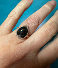 Load image into Gallery viewer, Rose cut Pear Shape Black Diamond Ring