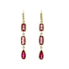 Load image into Gallery viewer, Lauren K Triple Drop Pink Tourmaline Earrings