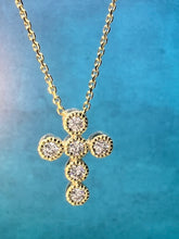 Load image into Gallery viewer, Diamond Cross-Bezel Milgrain Necklace