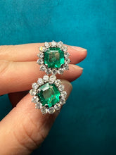 Load image into Gallery viewer, Vintage Emerald and Diamond Earrings