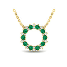 Load image into Gallery viewer, Emerald and Diamond Circle Necklace