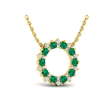 Load image into Gallery viewer, Emerald and Diamond Circle Necklace