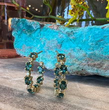 Load image into Gallery viewer, Suzy Landa Teal Tourmaline Hoop Earrings