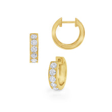 Load image into Gallery viewer, Small Huggie Earrings with Diamonds-.88 ctw