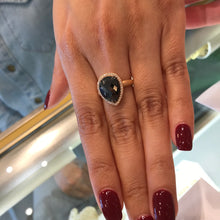 Load image into Gallery viewer, Rose cut Pear Shape Black Diamond Ring