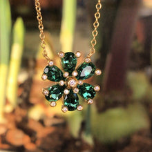 Load image into Gallery viewer, Suzy Landa Green Tourmaline Flower Necklace