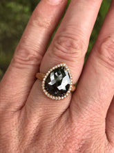 Load image into Gallery viewer, Rose cut Pear Shape Black Diamond Ring