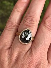 Load image into Gallery viewer, Rose cut Pear Shape Black Diamond Ring