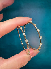 Load image into Gallery viewer, Scatter Diamond Hoops-YG
