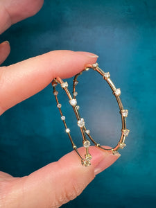 Scatter Diamond Hoops-YG