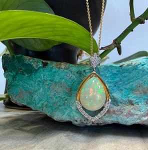 Statement Opal and Diamond Pendant