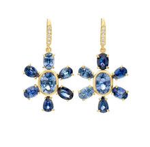 Load image into Gallery viewer, Lauren K One of a Kind Sapphire Flower Earrings
