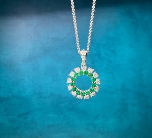 Emerald and Diamond Circle Pendant