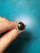 Load image into Gallery viewer, Rose cut Pear Shape Black Diamond Ring
