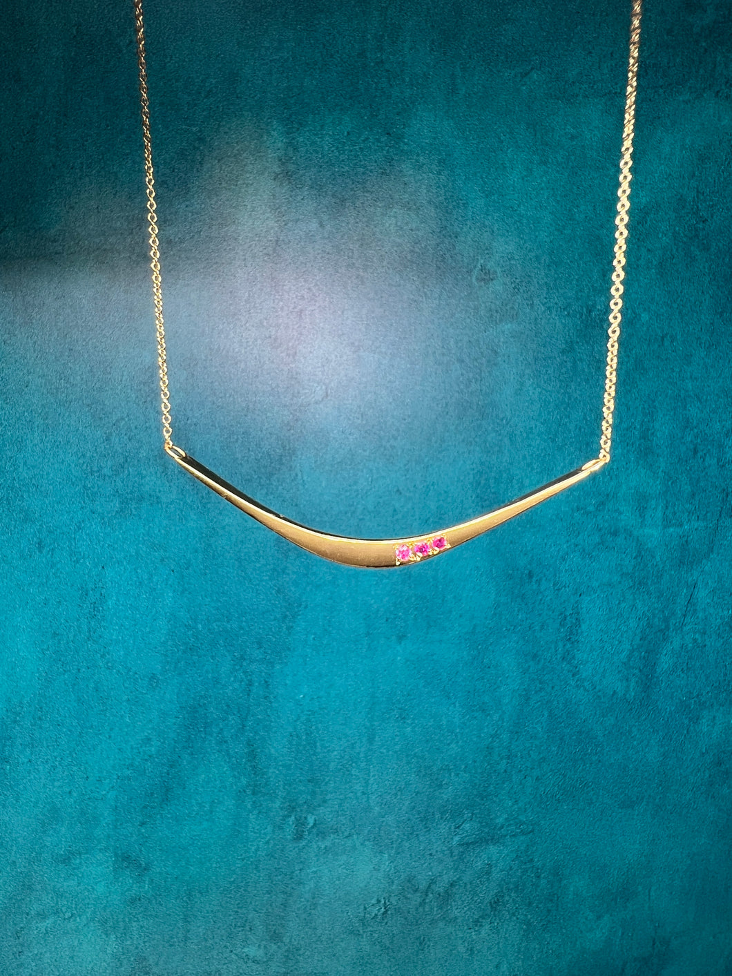 Jen Leddy Pink Sapphire Bar Necklace