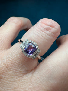 Purple Sapphire and Diamond Ring