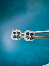 Load image into Gallery viewer, Sapphire and Diamond Clover Earrings
