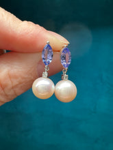 Load image into Gallery viewer, Pearl and Tanzanite Earrings
