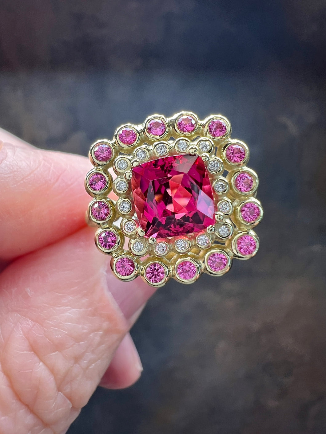 Suzy Landa Rubellite and Spinel Ring