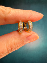 Load image into Gallery viewer, Small Huggie Earrings with Diamonds-.88 ctw
