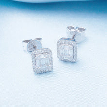 Load image into Gallery viewer, Small Mosaic Diamond Halo Stud Earrings

