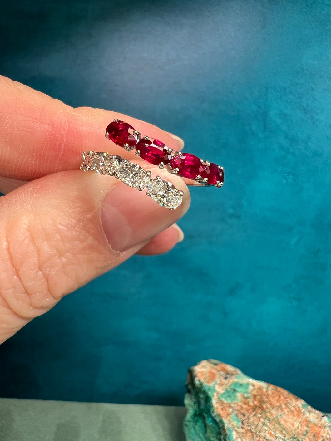 Ruby and Diamond Bypass Ring