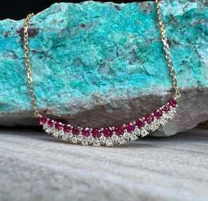 Ruby and Diamond Bar Necklace