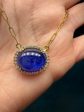 Load image into Gallery viewer, Cabochon Tanzanite and Diamond Necklace
