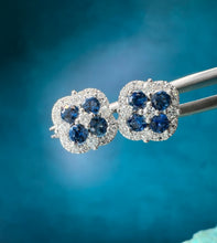 Load image into Gallery viewer, Sapphire and Diamond Clover Earrings
