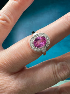 Pink Sapphire and Diamond Ring