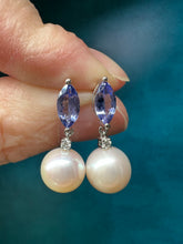 Load image into Gallery viewer, Pearl and Tanzanite Earrings
