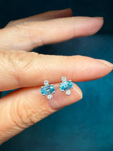 Load image into Gallery viewer, Suzy Landa Oval Blue Zircon Studs

