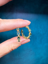 Load image into Gallery viewer, Suzy Landa Teal Tourmaline Hoop Earrings
