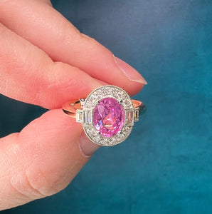 Pink Sapphire and Diamond Ring