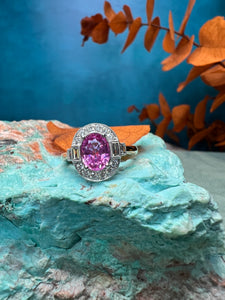 Pink Sapphire and Diamond Ring