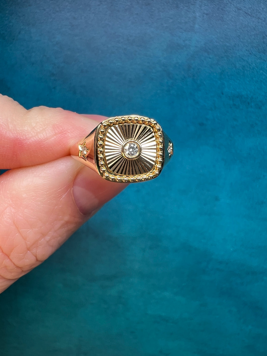 Sunburst Signet Style Ring