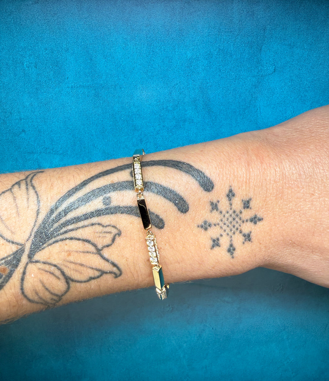 Diamond Bar and Gold Bracelet