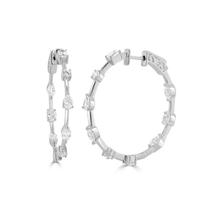 Multi Shape Diamond Hoop Earring