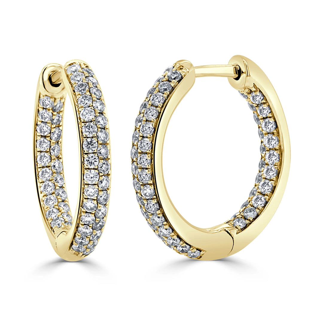 Pave Set Diamond Hoop Earrings