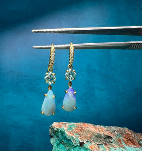 Lauren K Opal and Tourmaline Dangle Earrings