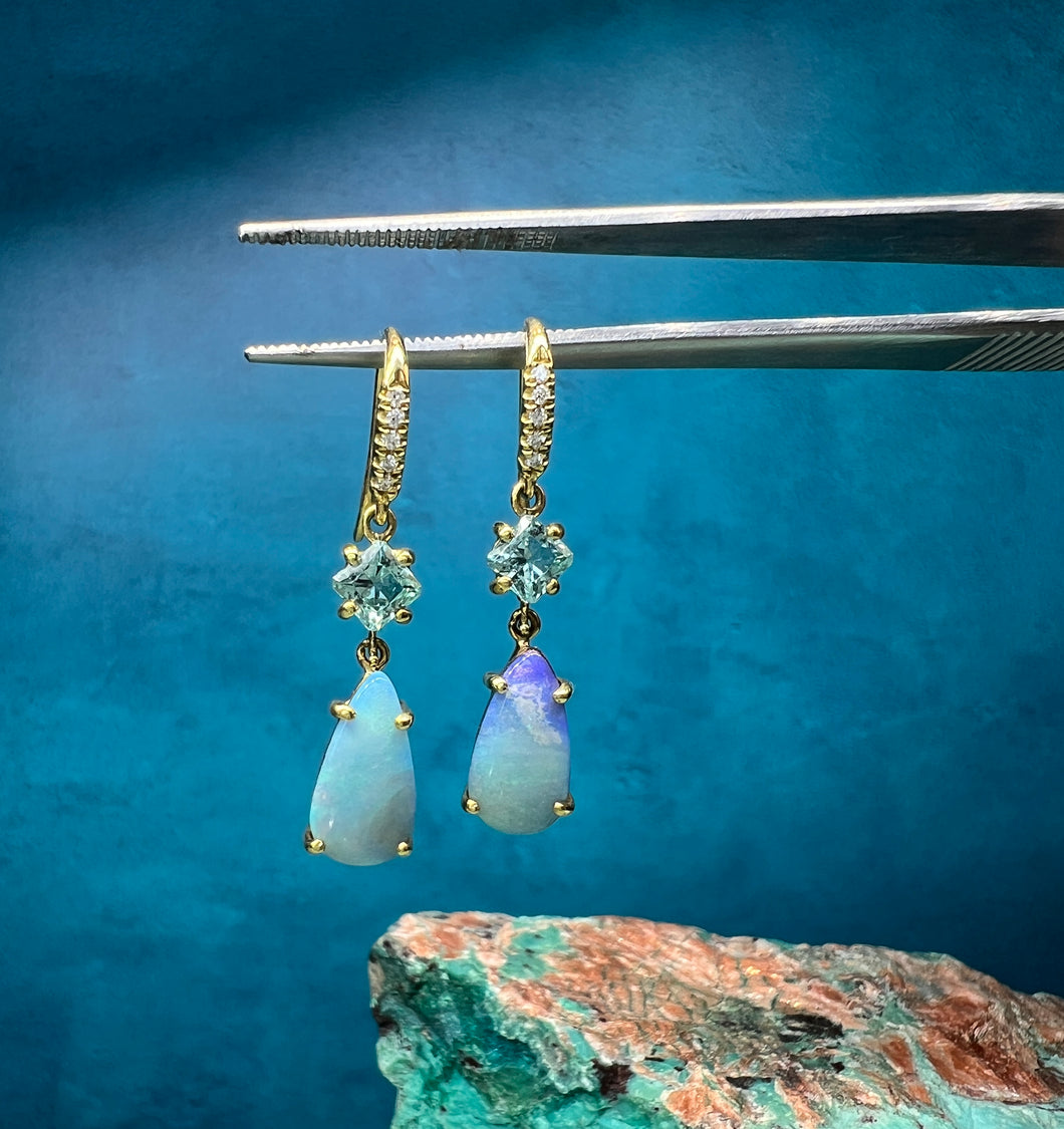 Lauren K Opal and Tourmaline Dangle Earrings