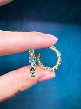 Load image into Gallery viewer, Suzy Landa Teal Tourmaline Hoop Earrings
