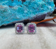 Load image into Gallery viewer, Pink Sapphire Stud Earrings
